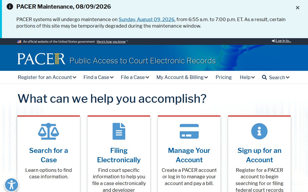 Federal PACER case portal related to Haywood County registry research