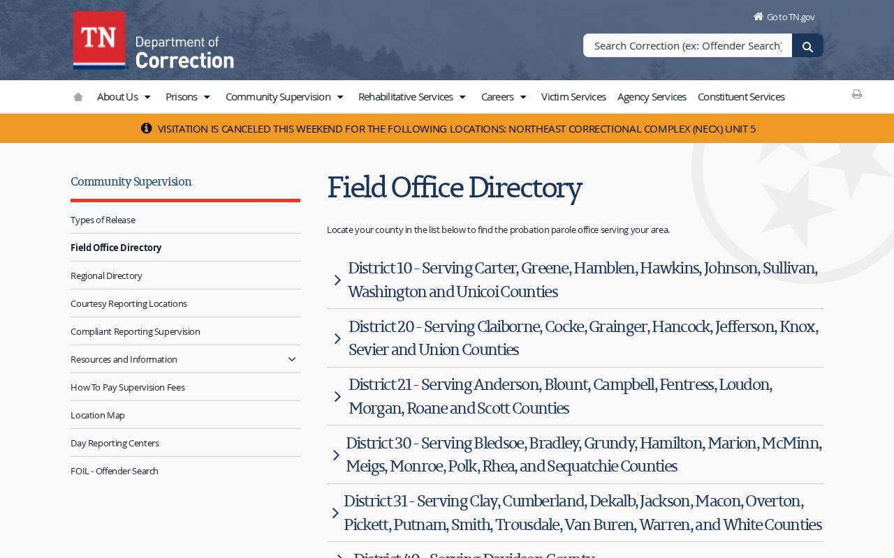 Haywood County criminal court case supervision field office directory