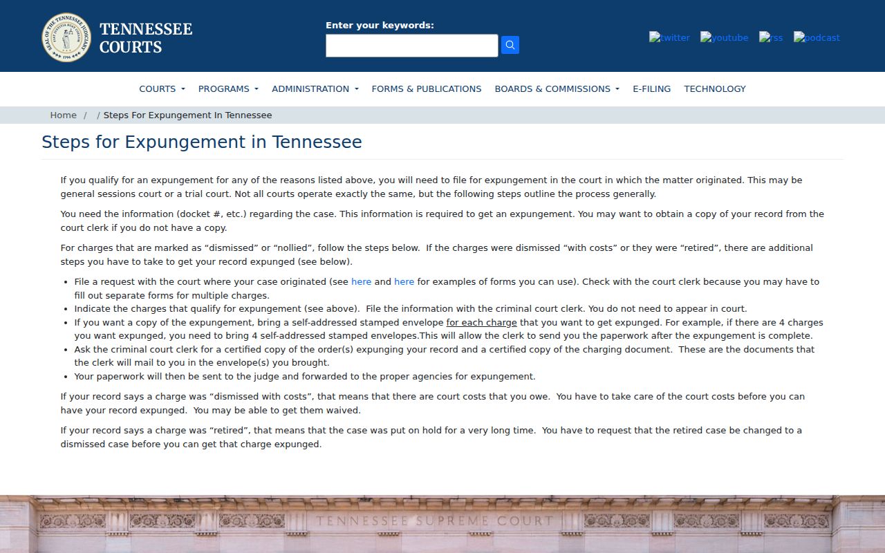 Haywood County criminal court case expungement filing steps